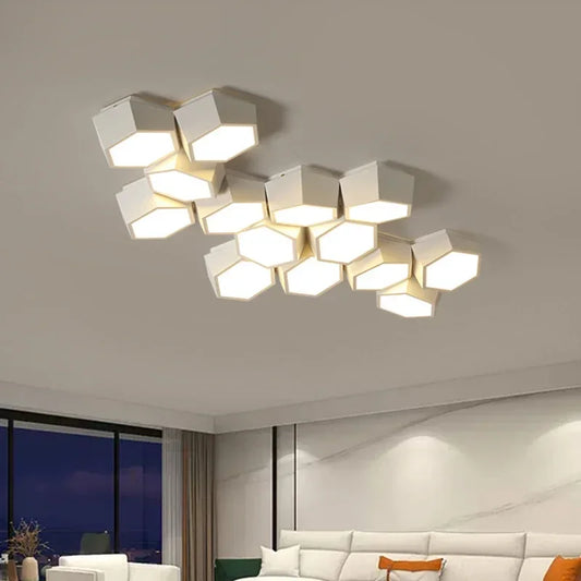 Modern Geometry Led Ceiling Lamp Living Room Chandelier Lighting Bedroom Dimmable Lamparas Nordic Home Decor Led Light Luminaria