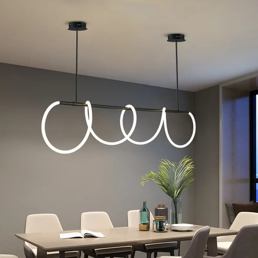 Nordic Led Long Hose Chandelier for Table Dining Room Kitchen Bar Minimalist Pendant Lamp Home Decor Lighting Lusters Luminaires